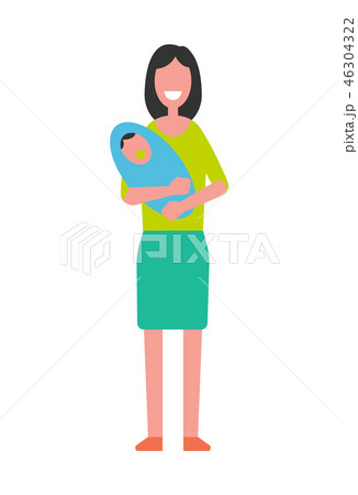 Woman Holding Newborn Baby on Hands, Motherhood Woman Holding Newborn Baby on Hands, Motherhood 46304322