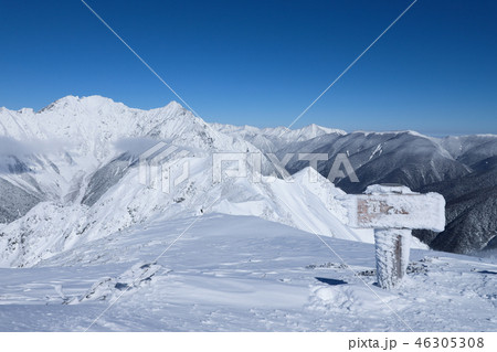 厳冬の霞沢岳　山頂 46305308