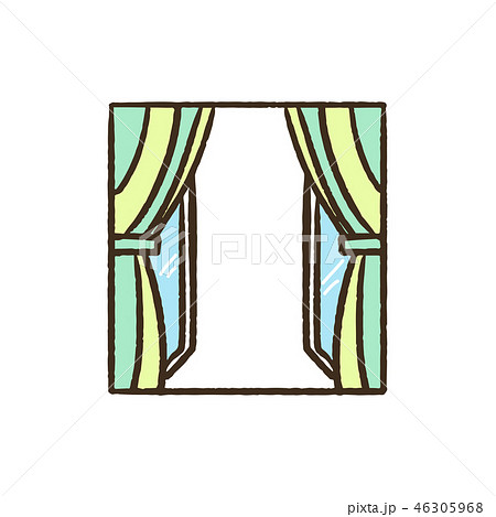 窓とカーテンのイラスト素材