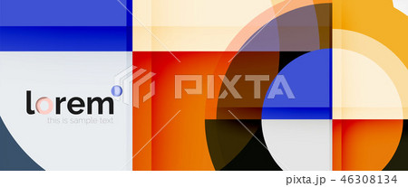 Modern geometric circles abstract background, colorful round shapes with shadow effects 46308134