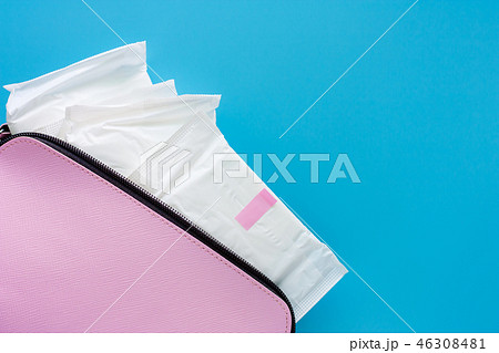 Sanitary napkin in women's pink bag Sanitary napkin in women's pink bag 46308481