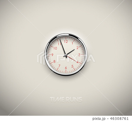 Realistic round clock cut out in white background 46308761