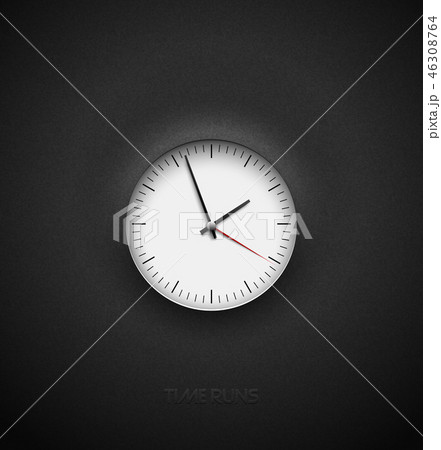 White round clock cut out on plastic background 46308764