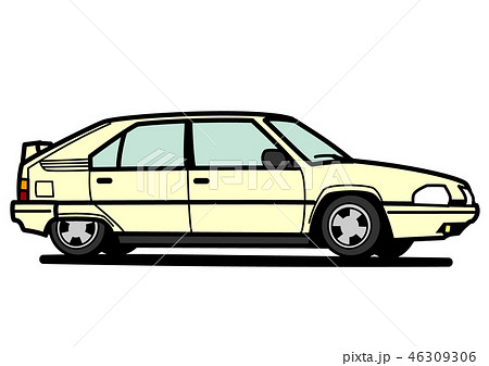 フレンチセダン　薄黄色 　自動車イラスト 46309306