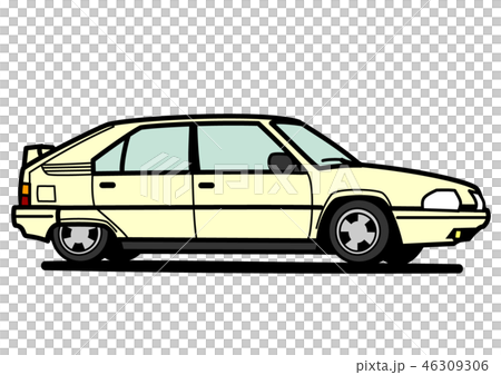フレンチセダン　薄黄色 　自動車イラスト 46309306