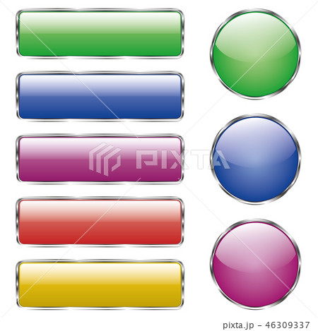 Set of colored shiny web glass button with reflection 46309337
