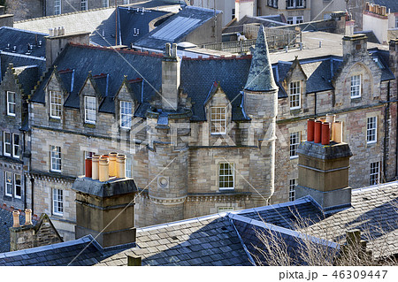 Chimneys on a roof in Edinburgh Chimneys on a roof in Edinburgh 46309447