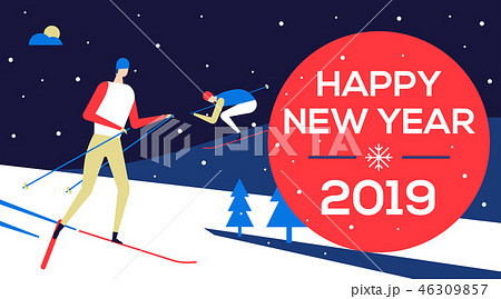 Happy new year 2019 - flat design style illustration Happy new year 2019 - flat design style illustration 46309857