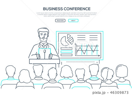 Business conference - modern line design style web banner Business conference - modern line design style web banner 46309873