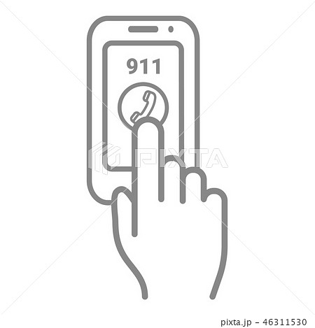 Emergency Call Number 911 On A Touch Screen Isolated On A White Background. Vector Icon Illustration 46311530