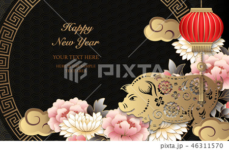 Happy Chinese new year relief pattern template 46311570