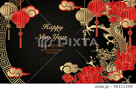 Happy Chinese new year relief pattern template 46311599