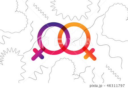 Valentine greeting card with gender symbols in 46311797