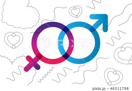 Valentine greeting card with gender symbols in 46311798