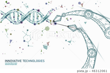 DNA 3D structure editing medicine concept. Low poly polygonal triangle gene therapy cure genetic 46312061