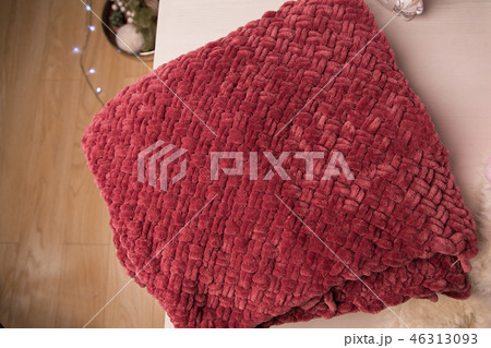 Very thin and beautiful cherry plaid, close-up. Photo session in the photo studio 46313093