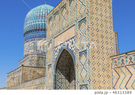 Detail of blue mosaic at Bibi-Khanym Mosque,Samark Detail of blue mosaic at Bibi-Khanym Mosque,Samark 46313389