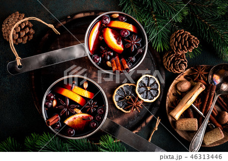 mulled wine with Christmas fir twigs mulled wine with Christmas fir twigs 46313446