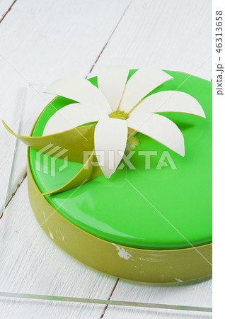 Cake dessert on a white wooden backdrop Cake dessert on a white wooden backdrop 46313658