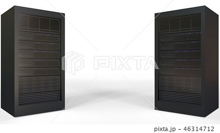 Two Server Racks Against White Background のイラスト素材