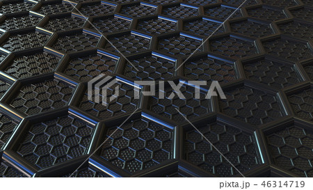 Abstract black plastic hexagons. Modern technology related 3D rendering Abstract black plastic hexagons. Modern technology related 3D rendering 46314719