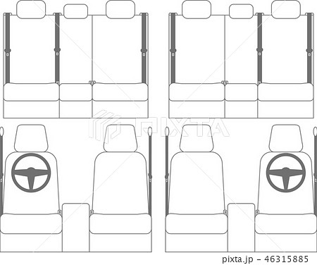 右ハンドルと左ハンドルのカーシートのイラスト素材