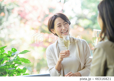ミドル女性 レストラン 乾杯  旅行イメージ 46316821
