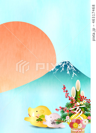 亥 富士山 年賀状 背景 亥 富士山 年賀状 背景 46317468