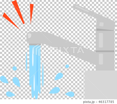 Water flowing vigorously from the lever-type faucet 46317785