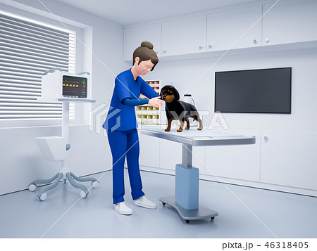 動物病院の診察室のイラスト素材