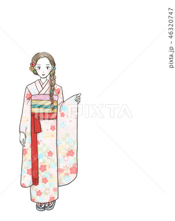 振袖の女の子　白 46320747