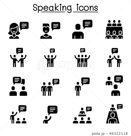 Talk Speech Speaking Chat Conference Icon Setのイラスト素材