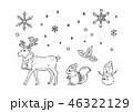 トナカイ　リス　雪の結晶　手描き風イラストセット 46322129