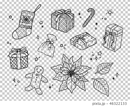 クリスマス プレゼント 手描き風イラストセットのイラスト素材