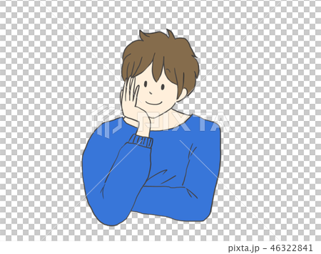 頬杖をつく男性のイラスト素材