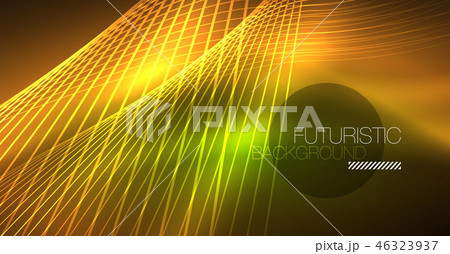 Digital technology abstract background - neon geometric design. Abstract glowing lines. Colorful 46323937