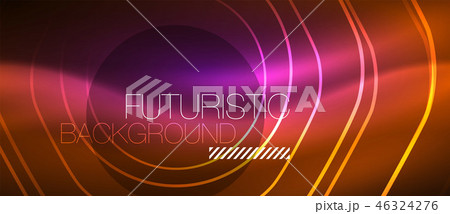 Neon glowing wave, magic energy and light motion background. Vector wallpaper template 46324276