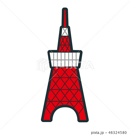建物のイラスト 日本の東京のシンボル 東京タワーのアイコン のイラスト素材