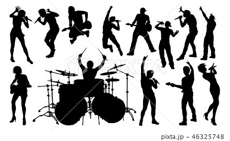 Silhouettes Rock Or Pop Band Musicians のイラスト素材