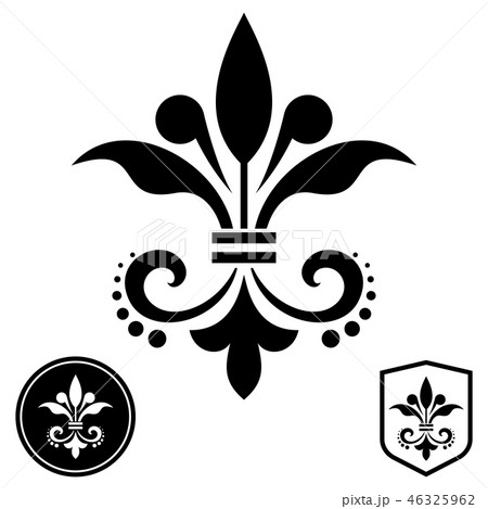 Black royal lily on a white background. Heraldic Black royal lily on a white background. Heraldic 46325962