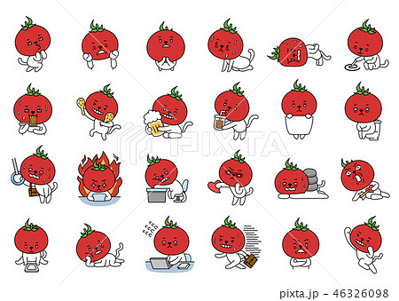 キャラクター 感情 トマトのイラスト素材