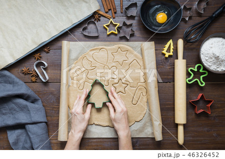 Homemade christmas cookies. The process of baking. 46326452