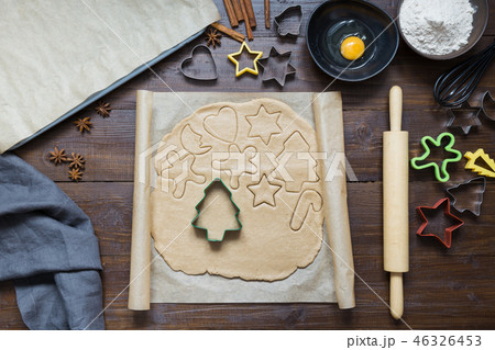 Homemade christmas cookies. The process of baking. 46326453