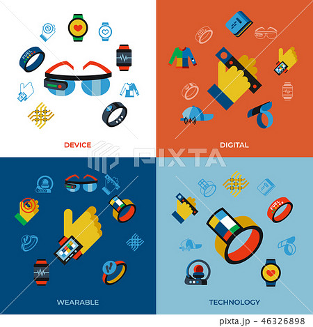 Digital vector wearable technology icons set Digital vector wearable technology icons set 46326898