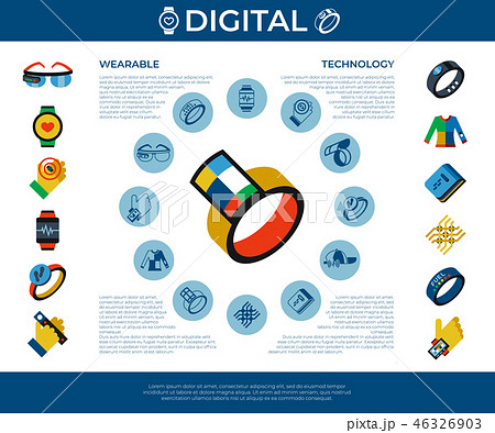 Digital vector wearable technology icons set Digital vector wearable technology icons set 46326903