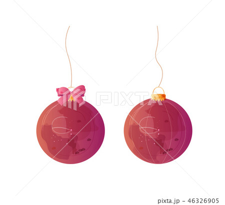 Red Christmas balls watercolor decorations  46326905