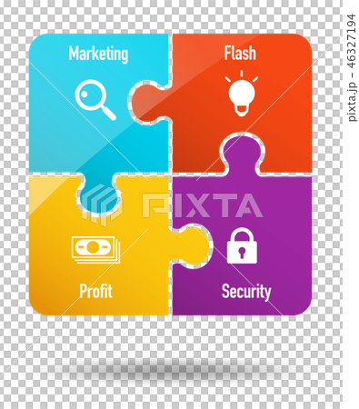 4ピースパズル ビジネスアイコンのイラスト素材