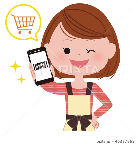 スマートフォンで買い物をする女性 46327965