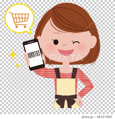 スマートフォンで買い物をする女性 46327965