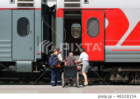 Transportation of disabled people in railway cars. Transportation of disabled people in railway cars. 46328154